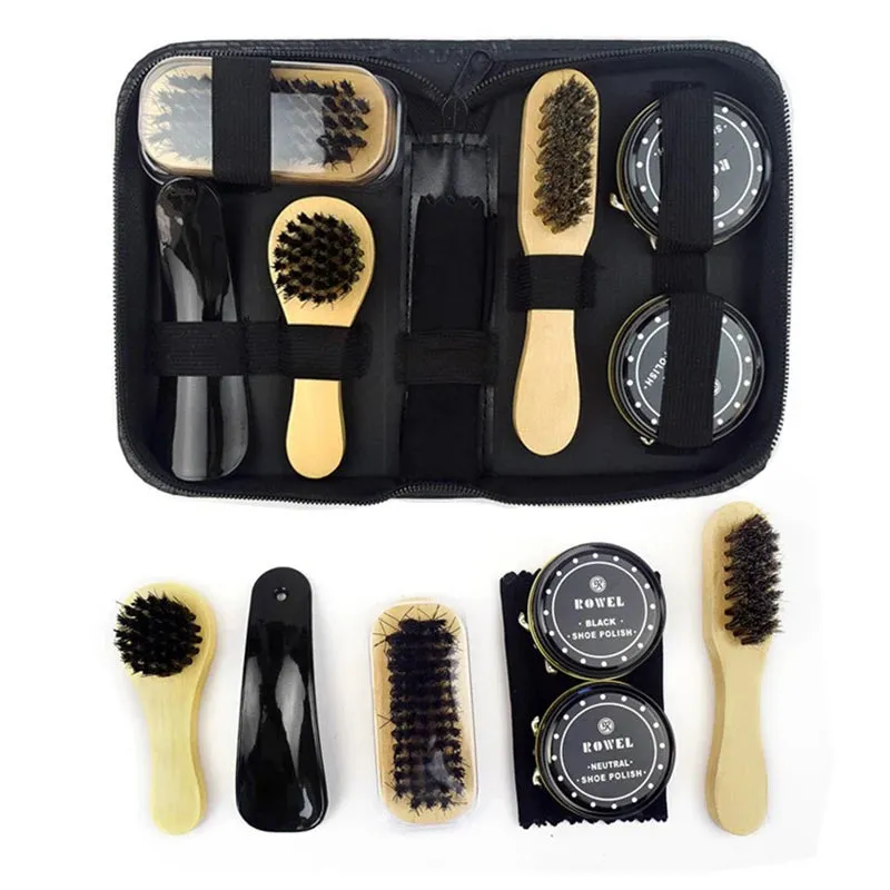 8 Pcs/Set Pro Shoes Care Kit - Portable Cleaning Set for Boots and Sneakers