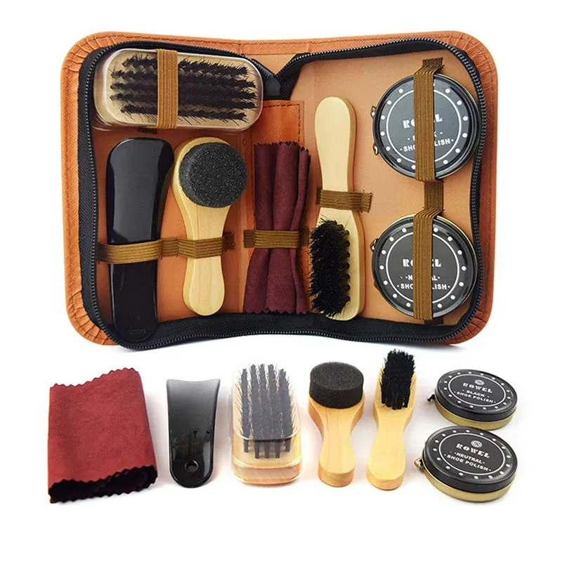 8 Pcs/Set Pro Shoes Care Kit - Portable Cleaning Set for Boots and Sneakers