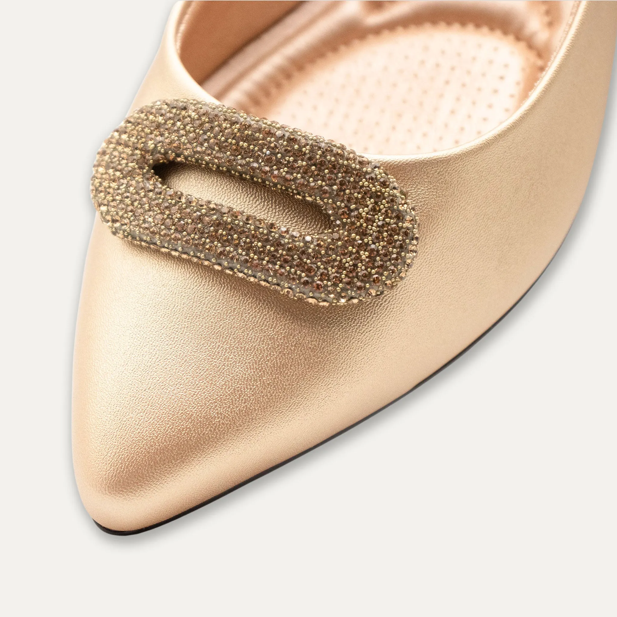 Adelina Light Gold Pointed Toe Flats