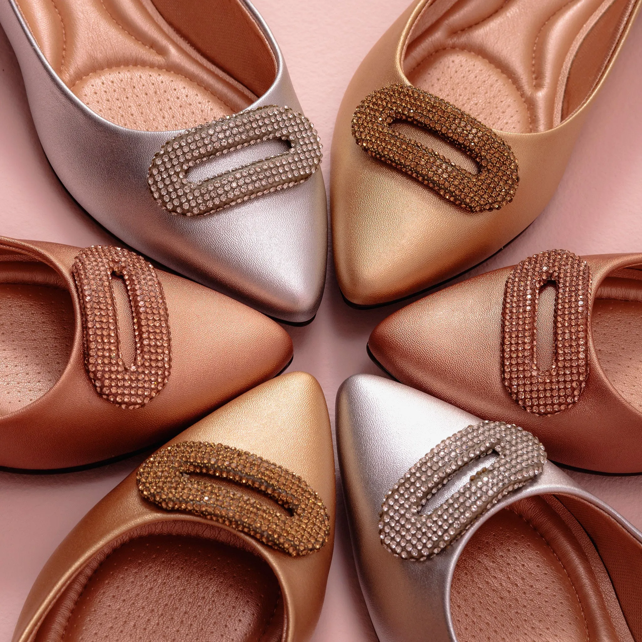 Adelina Light Gold Pointed Toe Flats