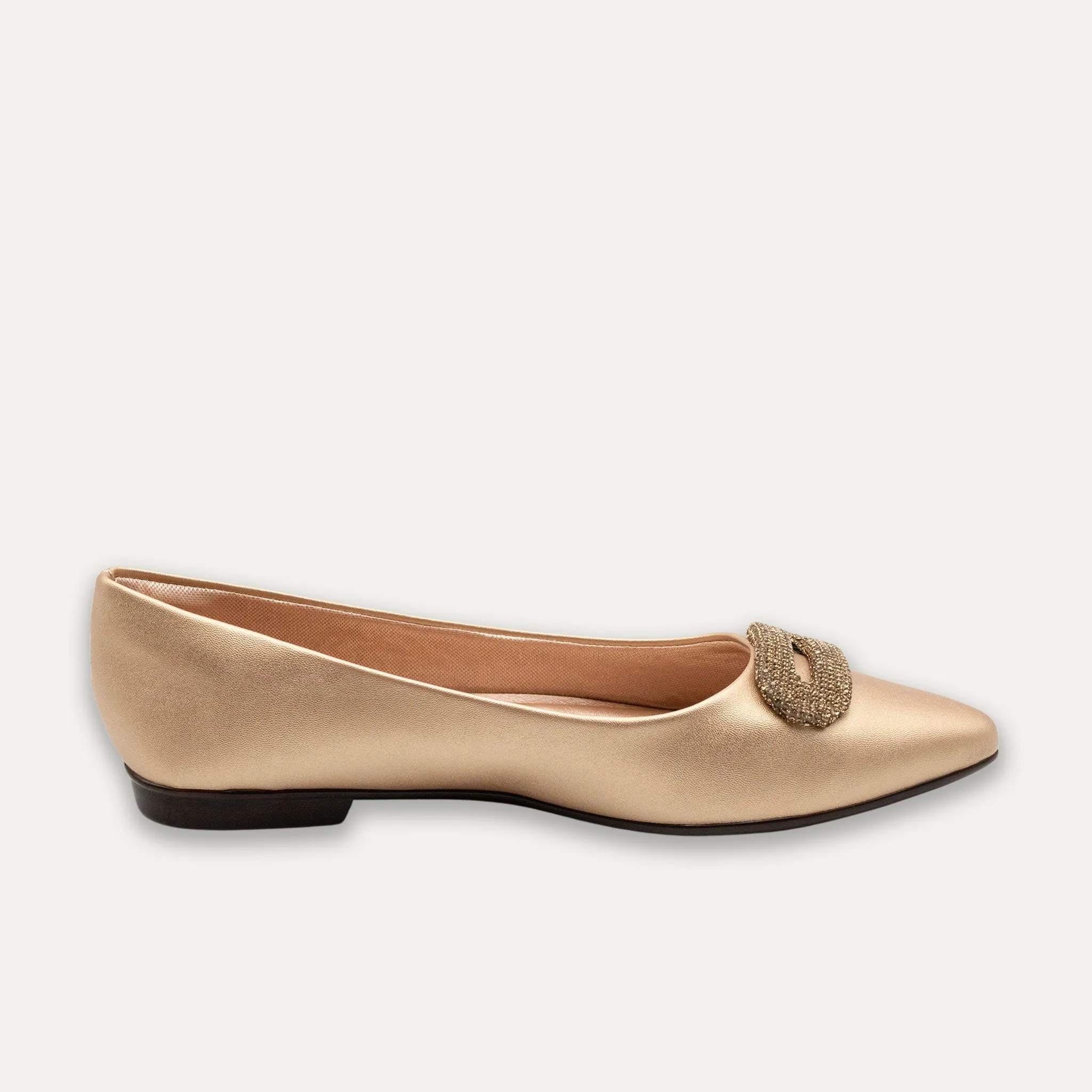 Adelina Light Gold Pointed Toe Flats