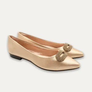 Adelina Light Gold Pointed Toe Flats