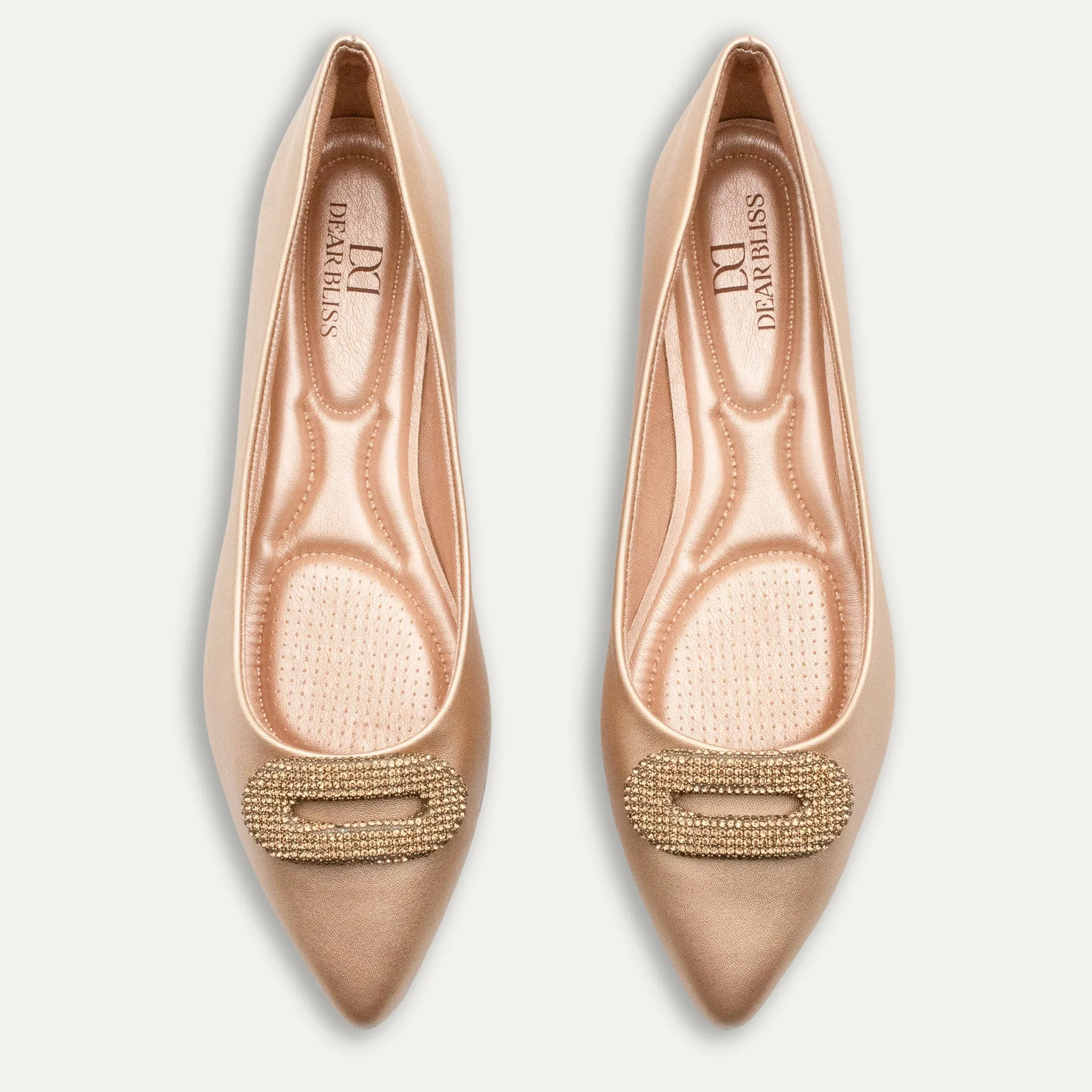 Adelina Light Gold Pointed Toe Flats
