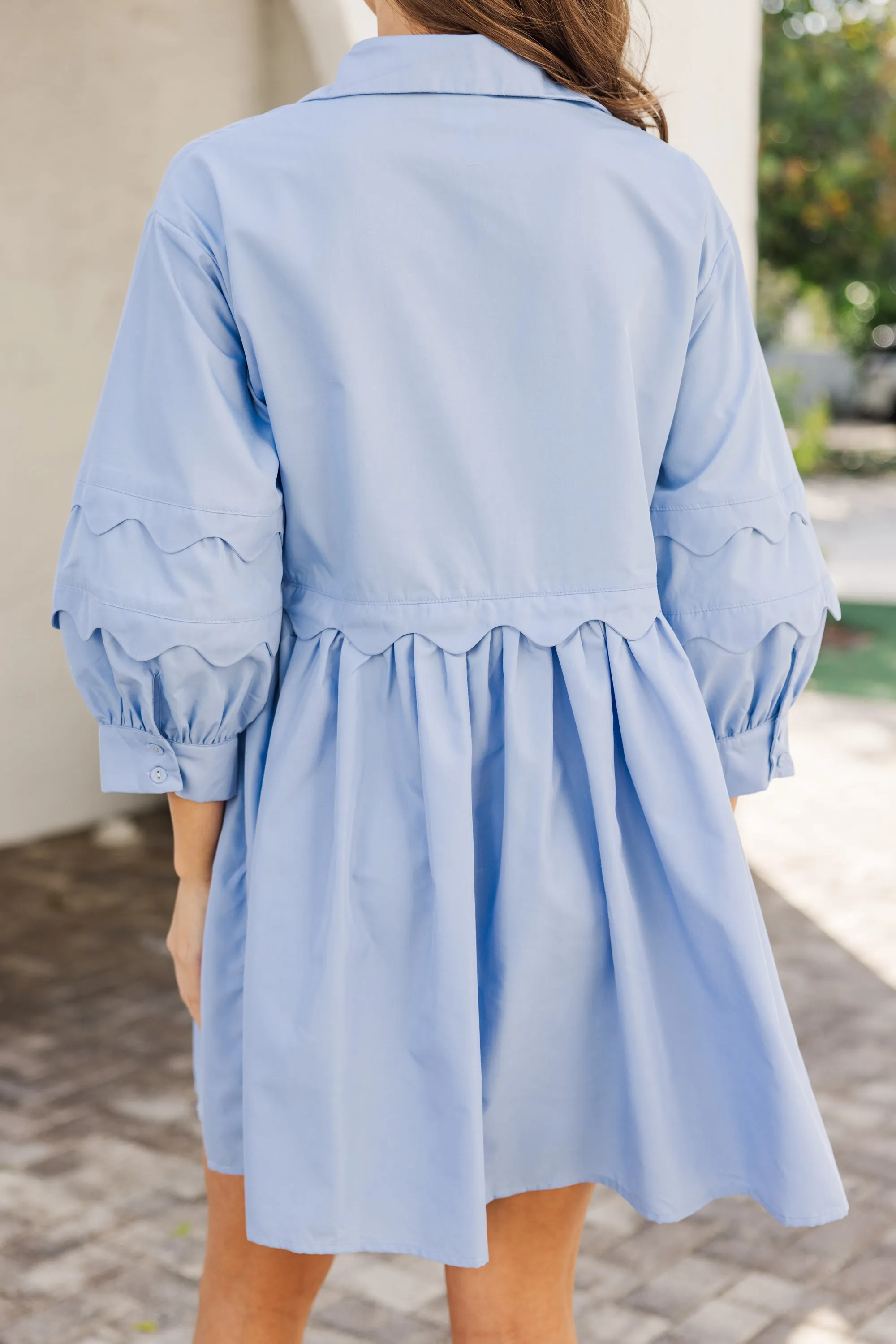 All The Best Light Blue Scalloped Dress
