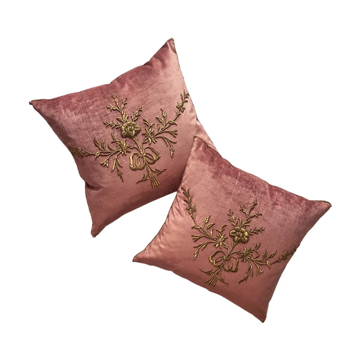 Antique Ottoman Empire Raised Gold Metallic Embroidery (#E050322A&B | 20 x 21 1/2")