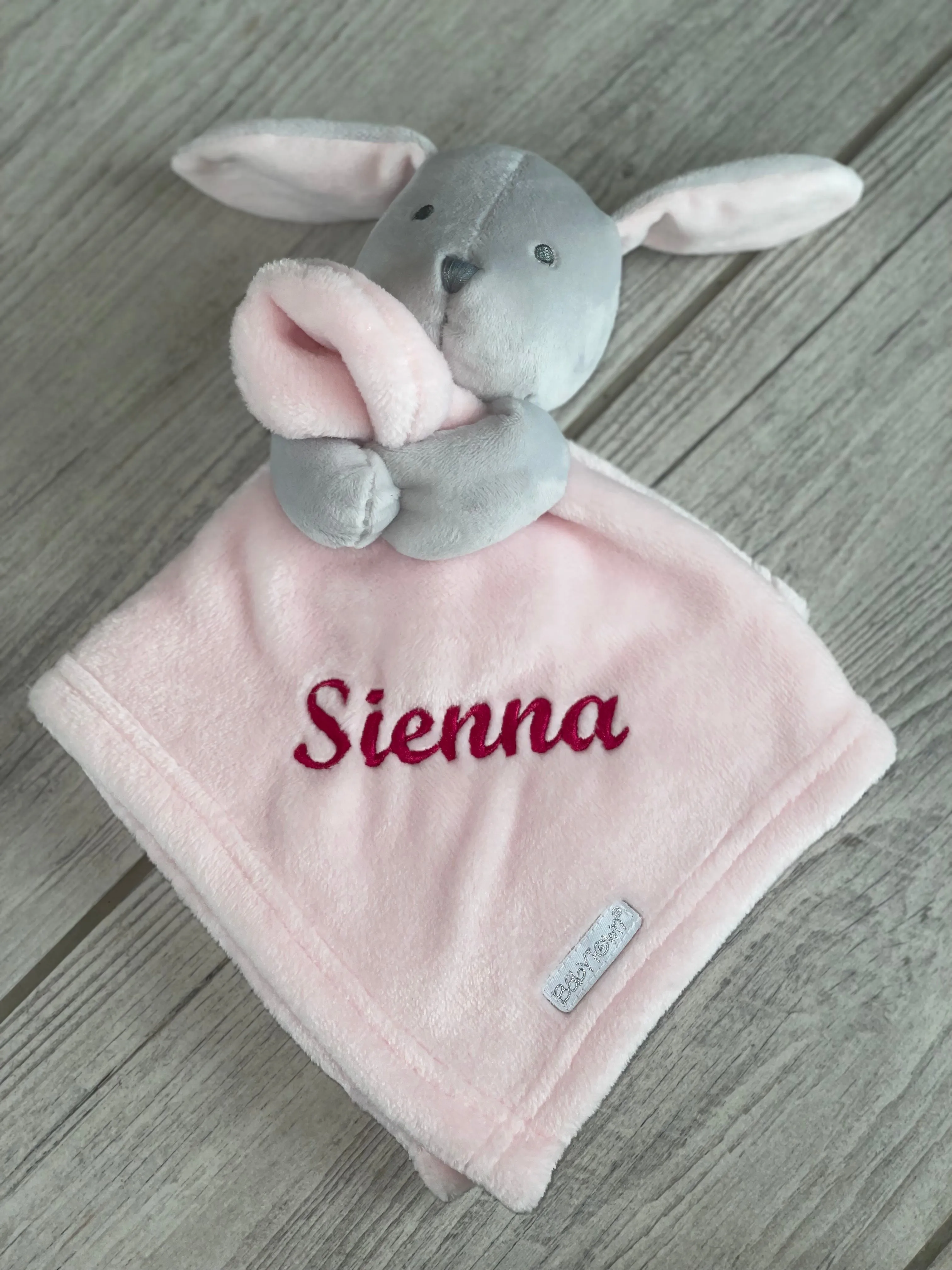 Babies personalised bunny comforter Baby Blue