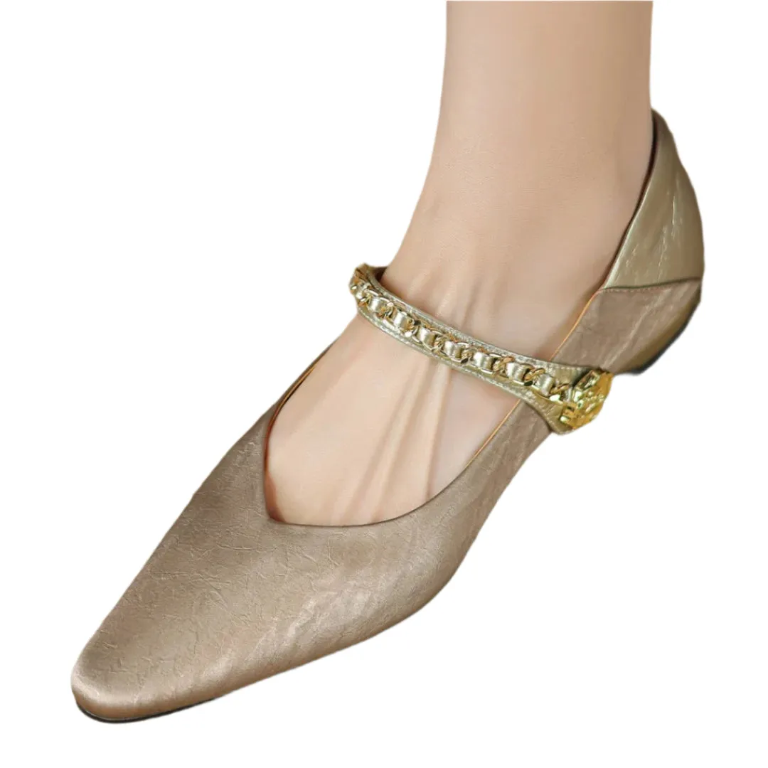 Belen Chain Strap Leather Flats