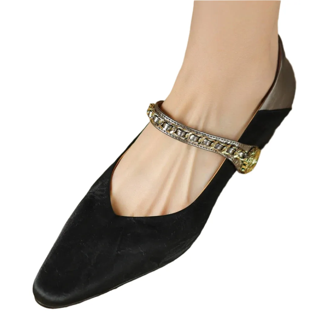 Belen Chain Strap Leather Flats
