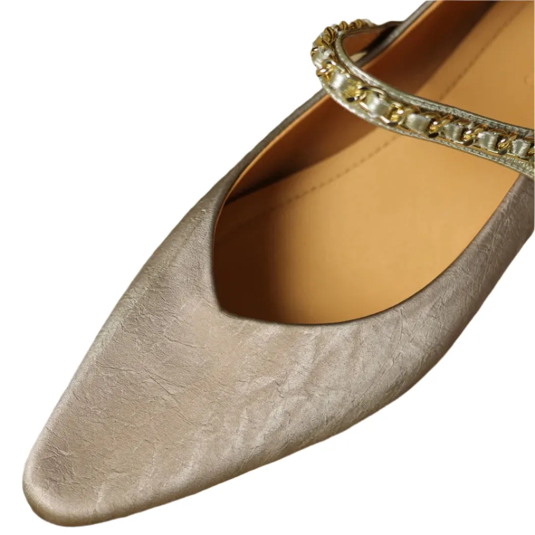 Belen Chain Strap Leather Flats