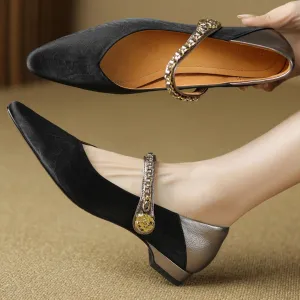 Belen Chain Strap Leather Flats