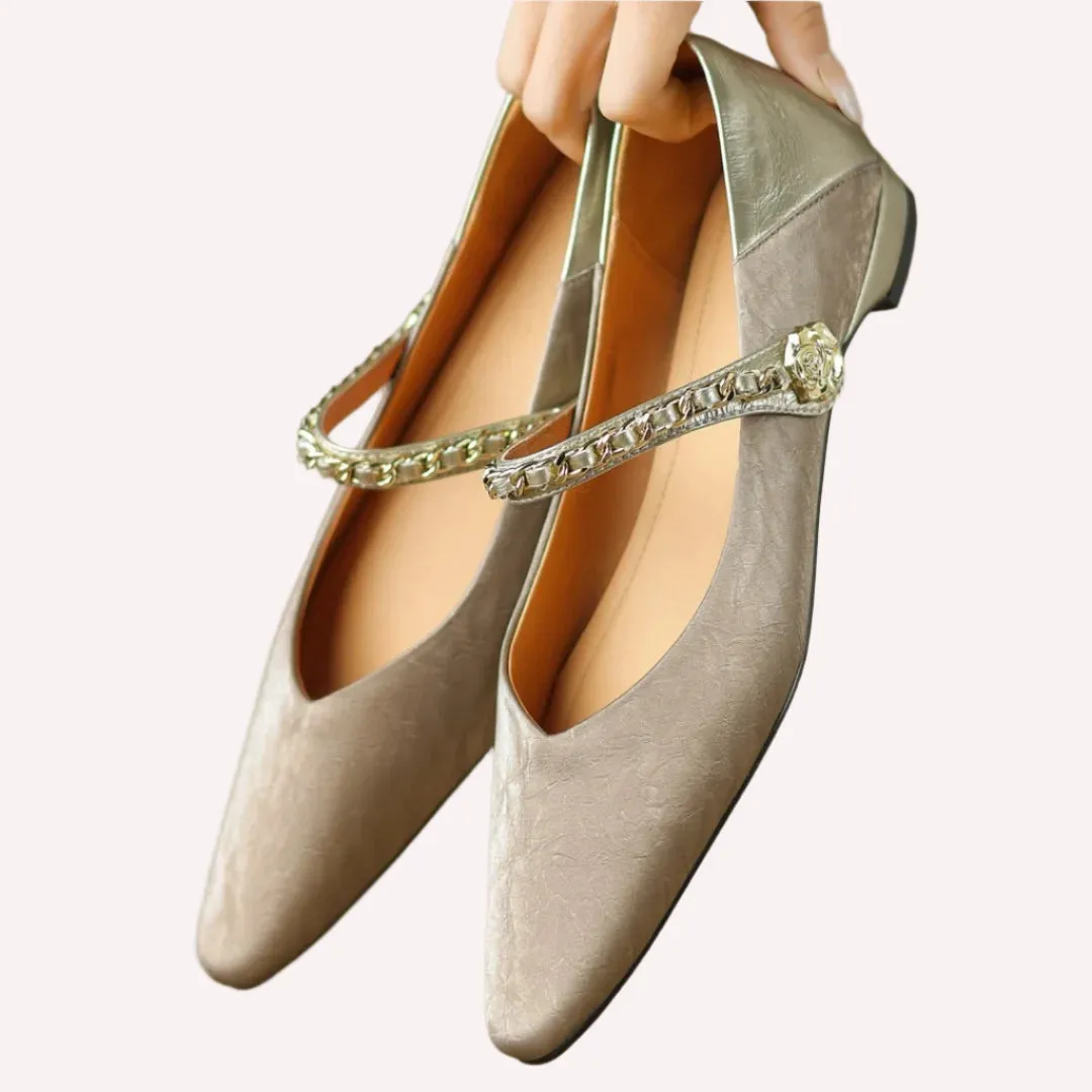 Belen Chain Strap Leather Flats