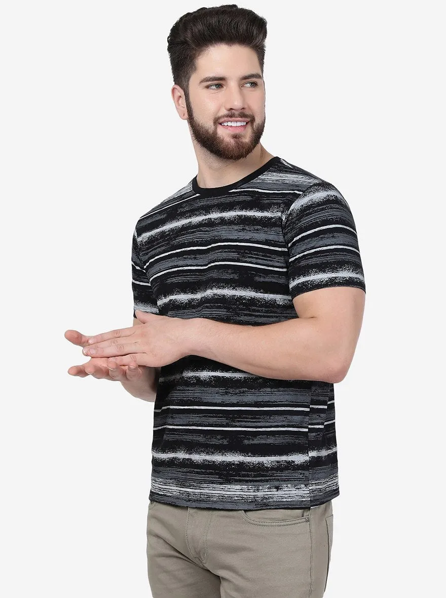 Black Printed Slim Fit T-Shirt | Greenfibre