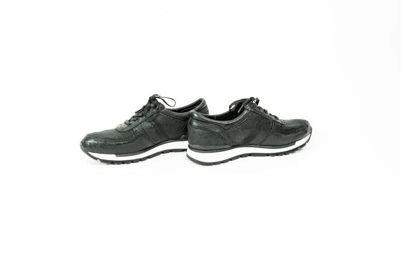 Black Stingray & Ostrich Quill Sneakers