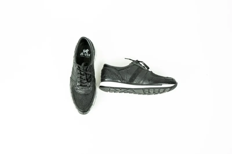 Black Stingray & Ostrich Quill Sneakers