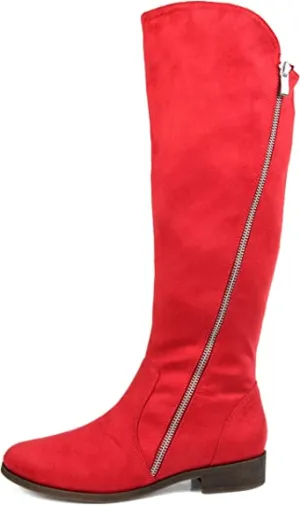 Brinley Co Comfort Womens Faux Suede Riding Boot Red, 9 Regular US