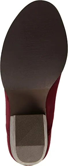 Brinley Co. Womens JENA Faux Suede Side-Slit Peep-Toe Ankle Booties Wine,7.5 Regular US