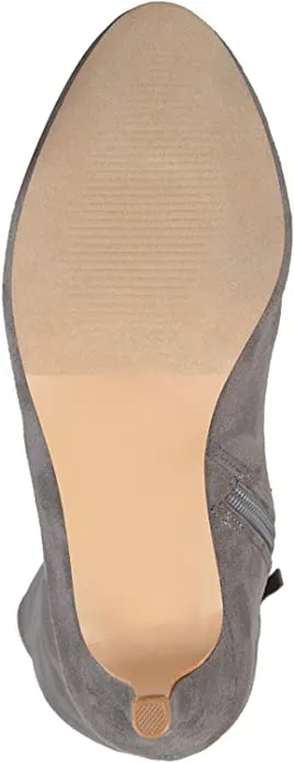 Brinley Co. Womens Regular and Wide Calf Vintage Almond Toe Over-The-Knee Boots Grey, 7 Regular US