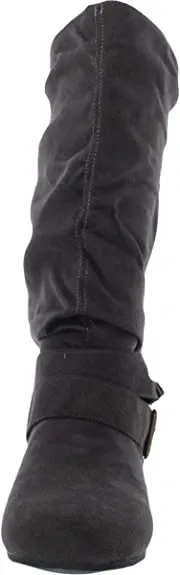 Brinley Co. Womens Regular Size and Wide-Calf Microsuede Slouch Mid-Calf Boot Grey, 7.5 Wide Calf US