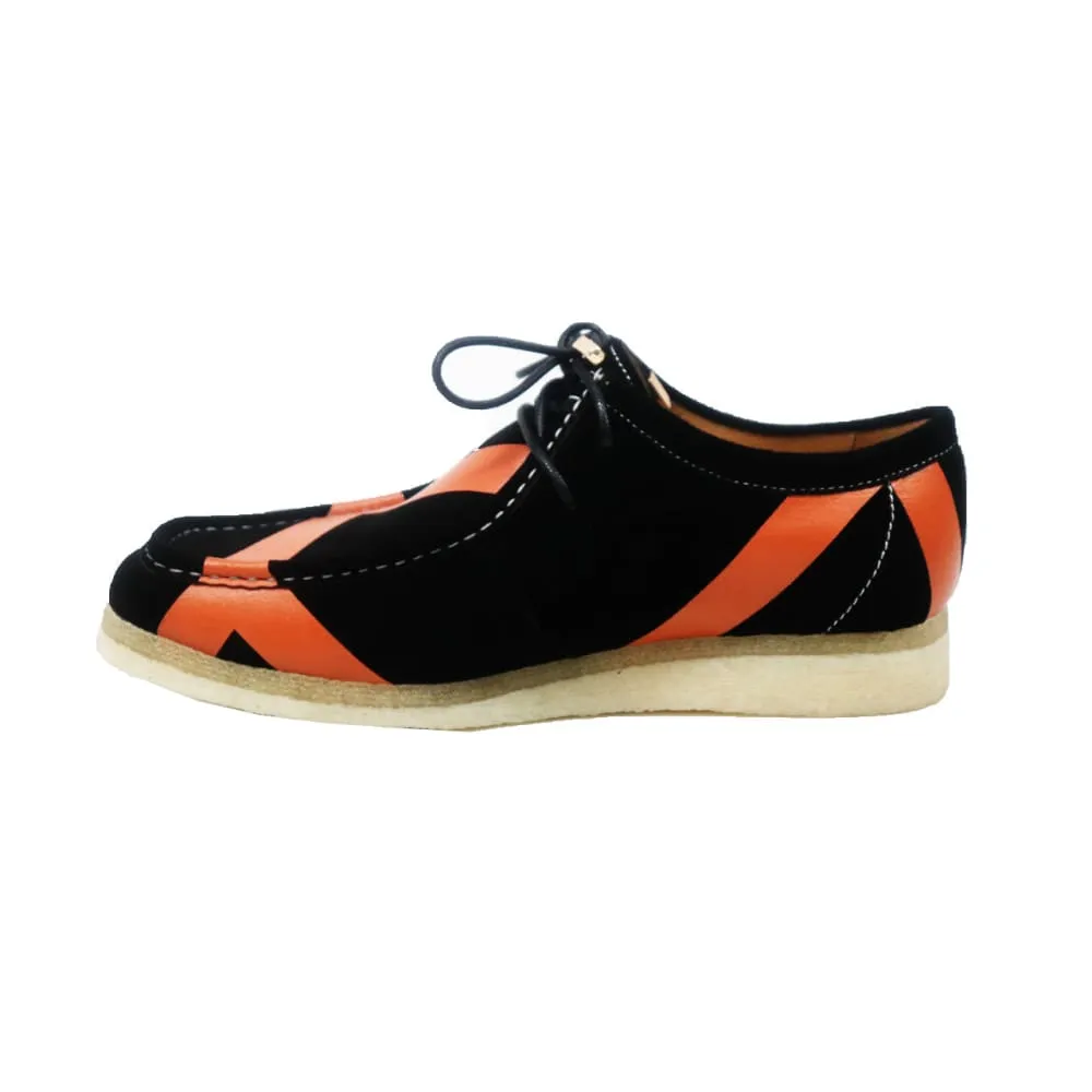 British Walkers Walker Low Stripe Style Men's Black and Orange Striped Suede Crepe Soles