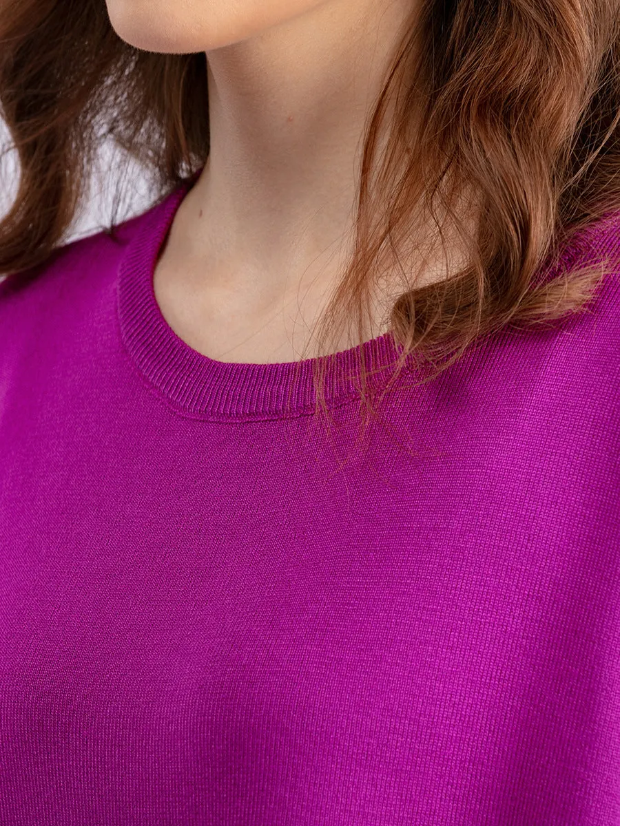 Chic Contrast Color Split Knitted Two-Piece Set with Wide-Leg Pants