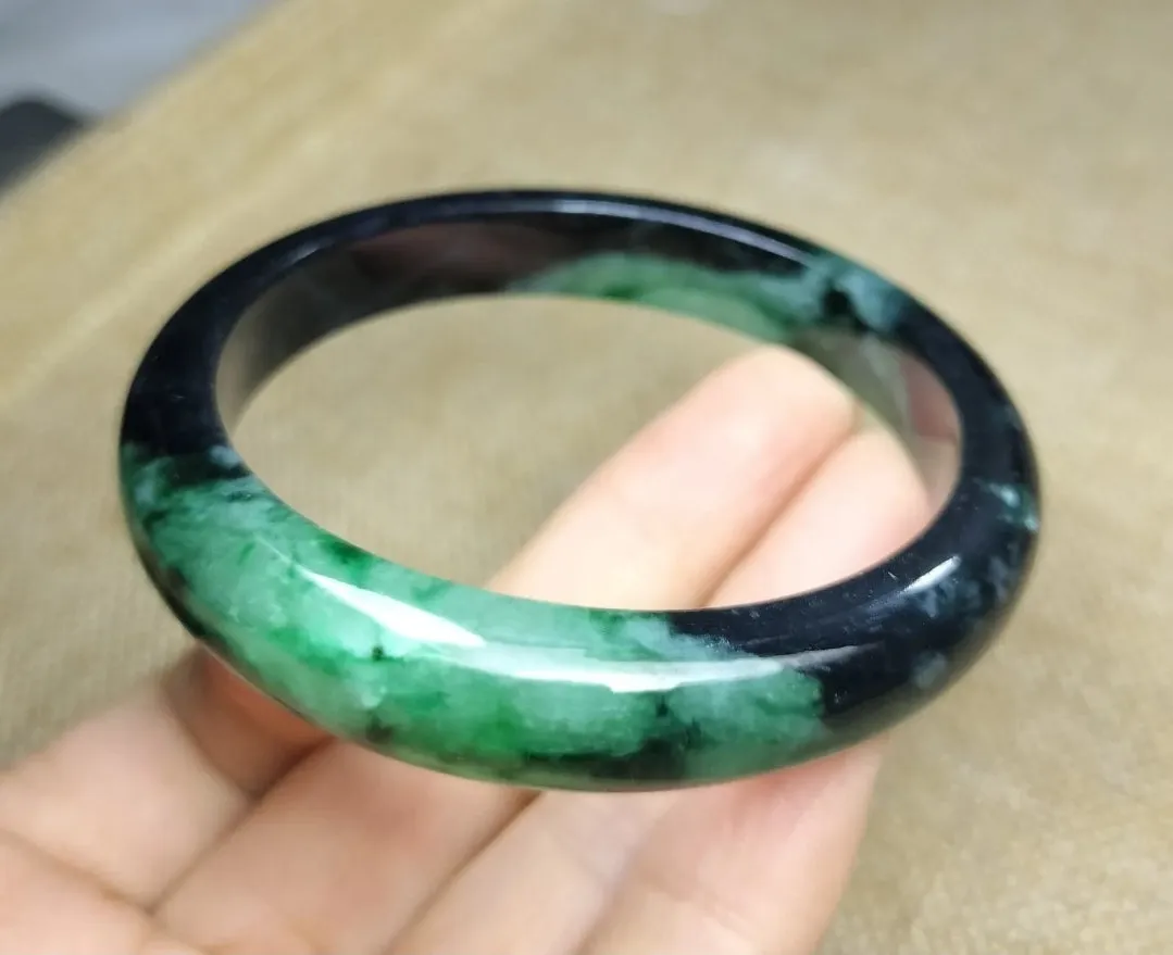 (Copy) 10% OF- 57/58/59mm Certified Natural 3 Color Jadeite Emerald A*Jade HandCarved Lucky Bracelet Bangle GX641