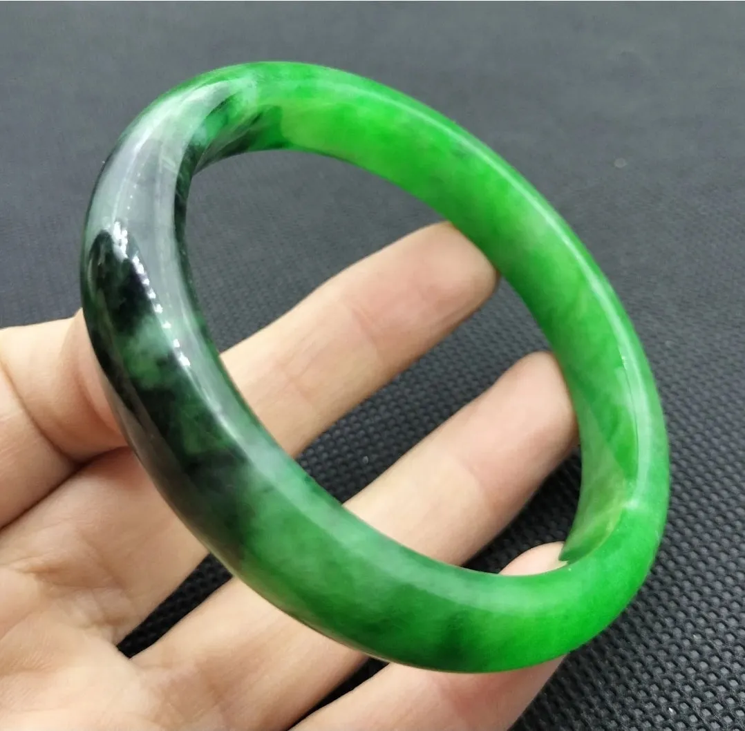 (Copy) 10% OF- 57/58/59mm Certified Natural 3 Color Jadeite Emerald A*Jade HandCarved Lucky Bracelet Bangle GX641