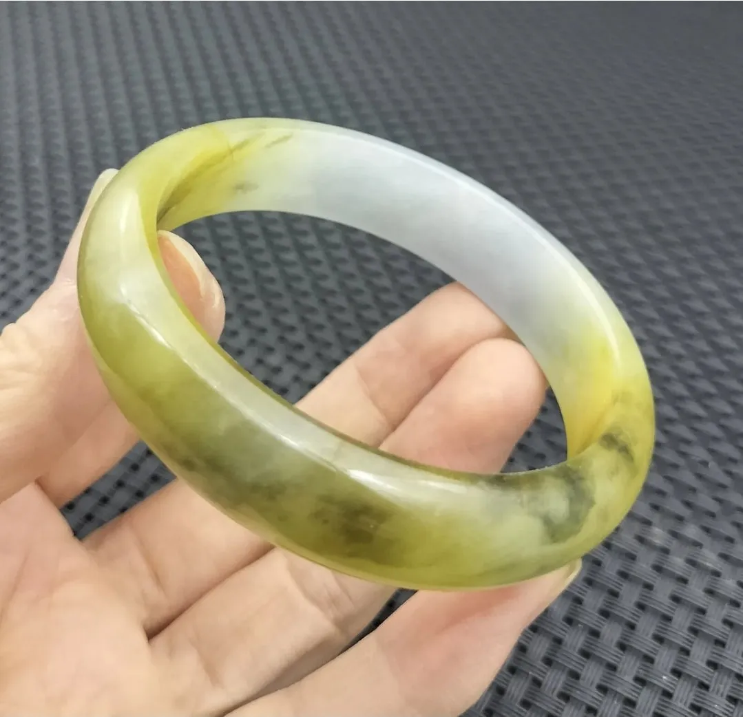 (Copy) 10% OF- 57/58/59mm Certified Natural 3 Color Jadeite Emerald A*Jade HandCarved Lucky Bracelet Bangle GX641