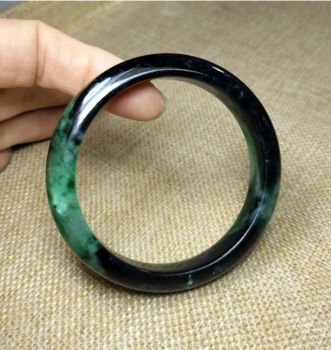 (Copy) 10% OF- 57/58/59mm Certified Natural 3 Color Jadeite Emerald A*Jade HandCarved Lucky Bracelet Bangle GX641