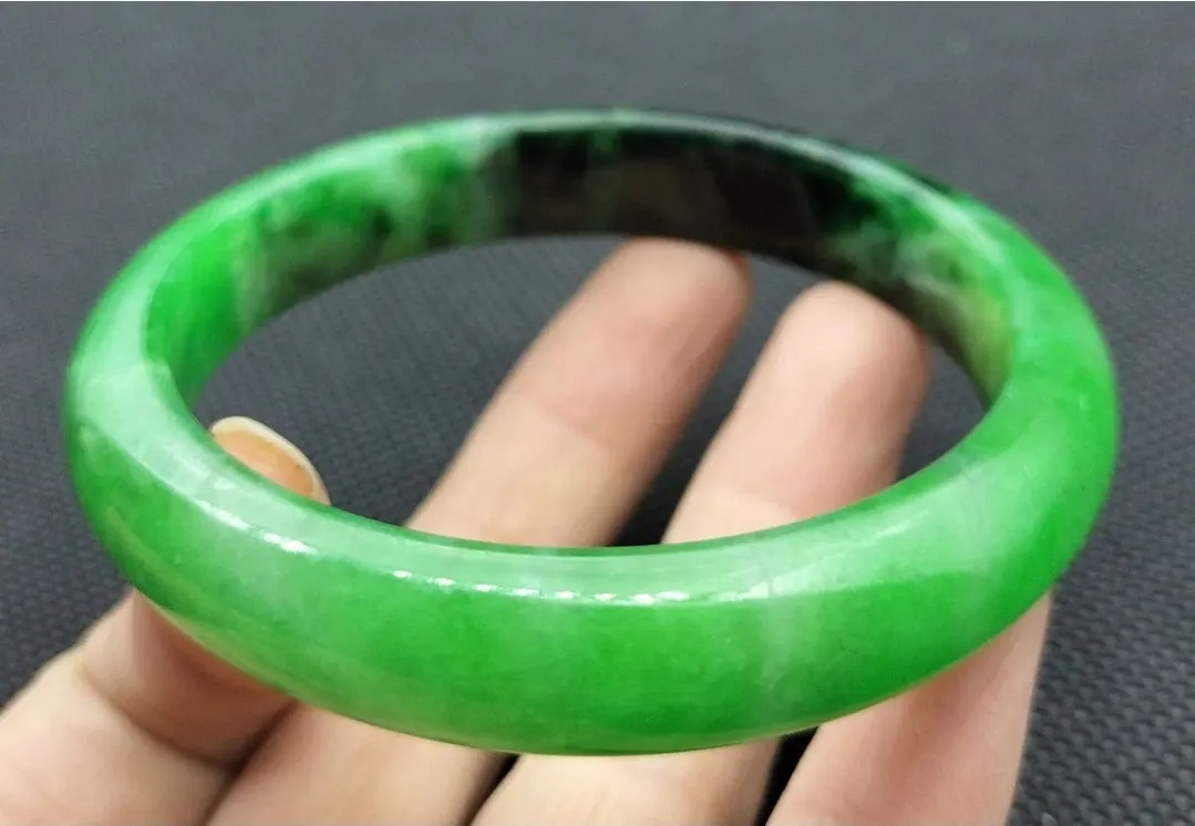 (Copy) 10% OF- 57/58/59mm Certified Natural 3 Color Jadeite Emerald A*Jade HandCarved Lucky Bracelet Bangle GX641