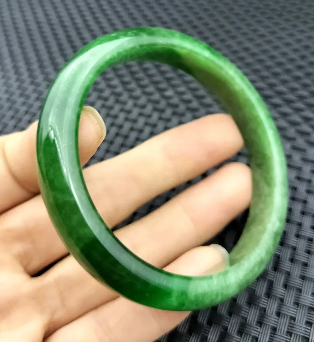(Copy) 10% OF- 57/58/59mm Certified Natural 3 Color Jadeite Emerald A*Jade HandCarved Lucky Bracelet Bangle GX641