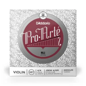 D'Addario Pro Arte Violin J56W 4/4M Wound E, Medium Tension, Ball End, Full Set