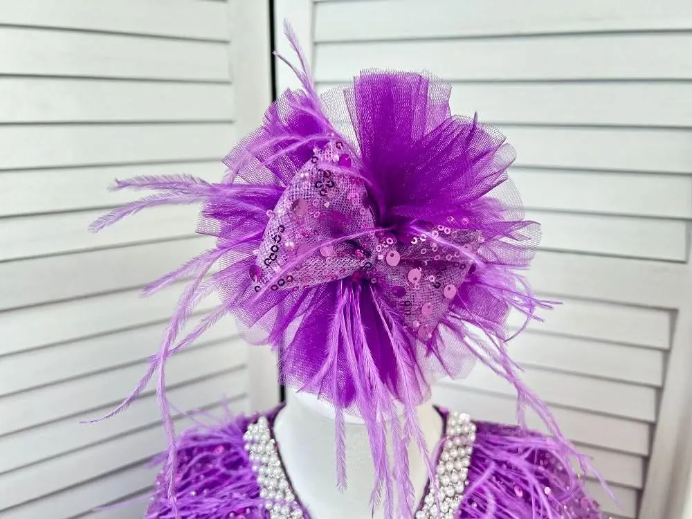 Dance Performance Evening Dress Feather Sequin Birthday Party Girl Princess Dress