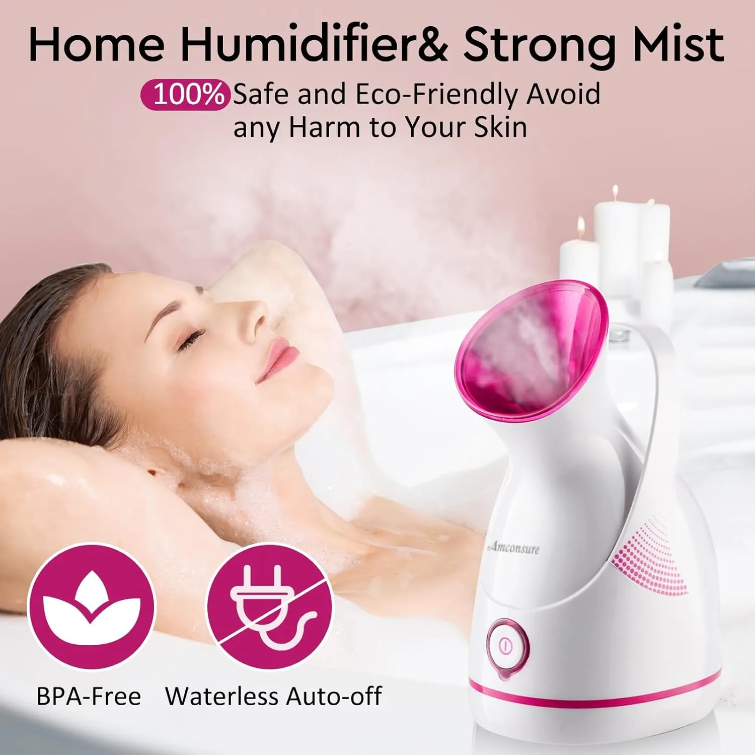 Facial Steamer - Nano Ionic Face Steamer Warm Mist Steamer for Face Home Sauna SPA, Face Humidifier Steamer for Facial Deep Cleaning Unclogs Pores Sinuses - 5 Piece Stainless Steel Skin Kit