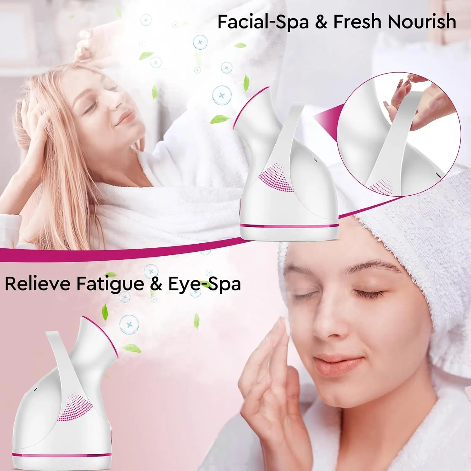Facial Steamer - Nano Ionic Face Steamer Warm Mist Steamer for Face Home Sauna SPA, Face Humidifier Steamer for Facial Deep Cleaning Unclogs Pores Sinuses - 5 Piece Stainless Steel Skin Kit
