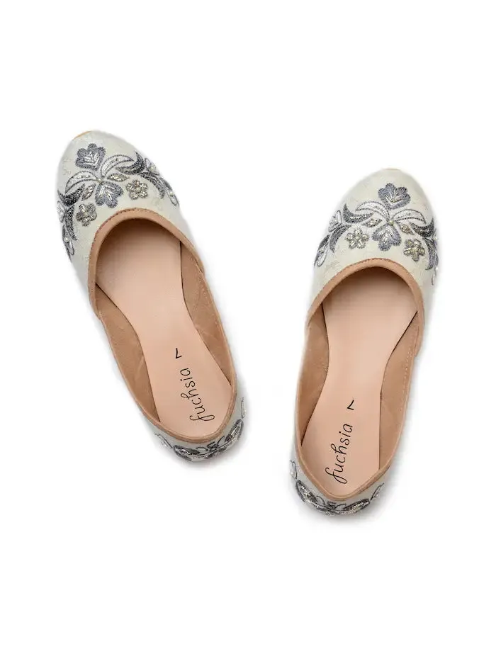 Fuchsia Snowdrop Hand Embroidered Vegan Flats