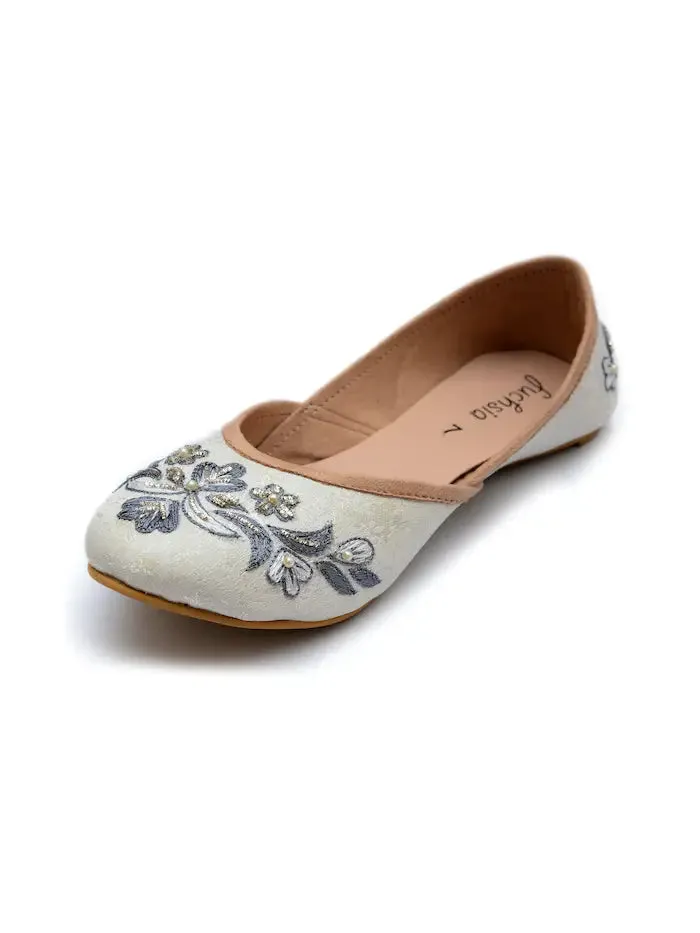 Fuchsia Snowdrop Hand Embroidered Vegan Flats