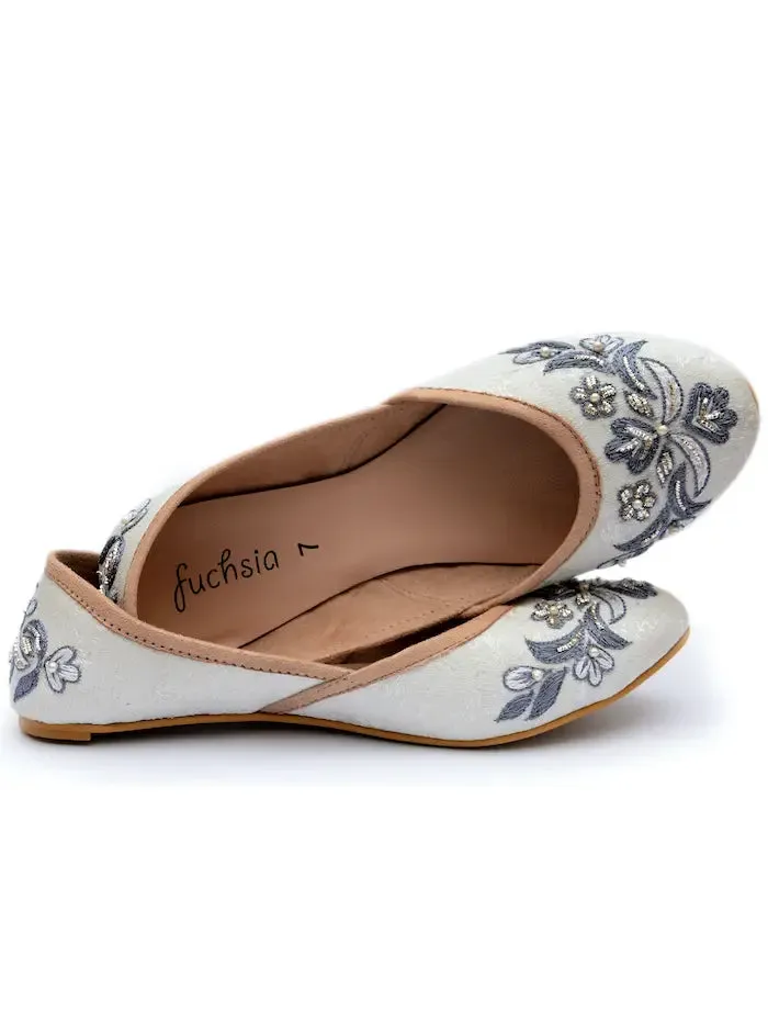 Fuchsia Snowdrop Hand Embroidered Vegan Flats