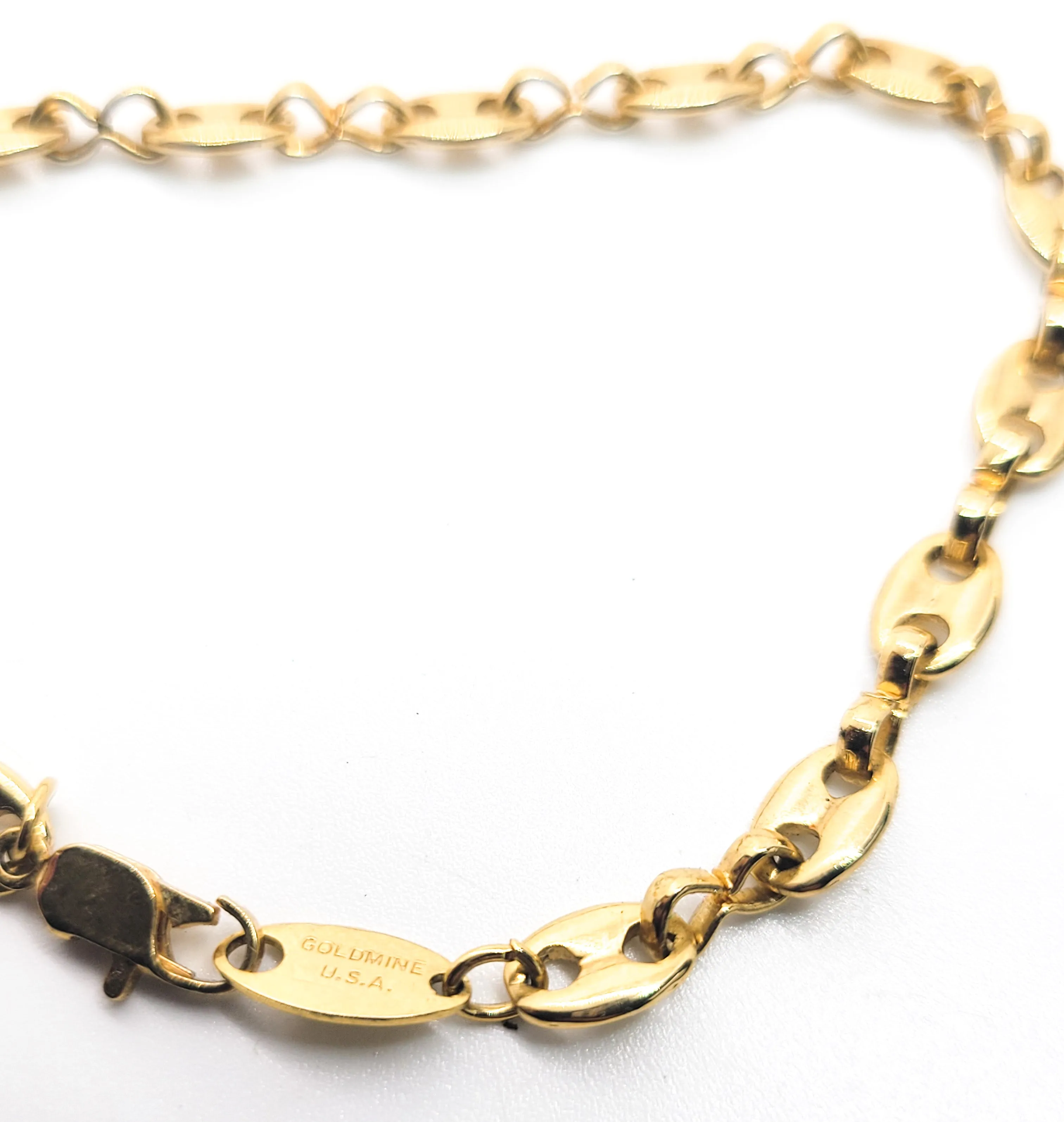 Goldmine USA signed Anchor Marine link vintage yellow gold toned bracelet