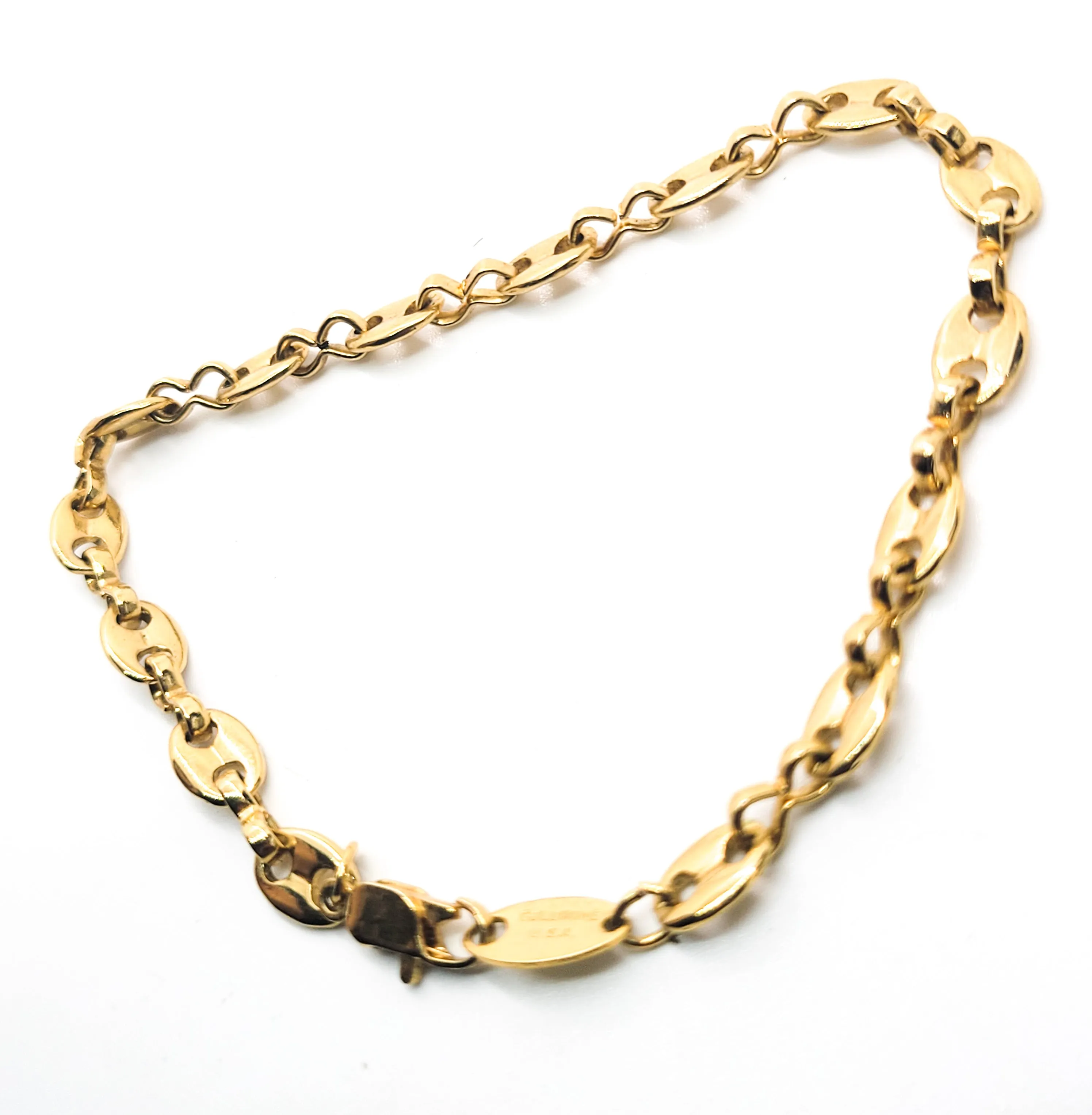Goldmine USA signed Anchor Marine link vintage yellow gold toned bracelet