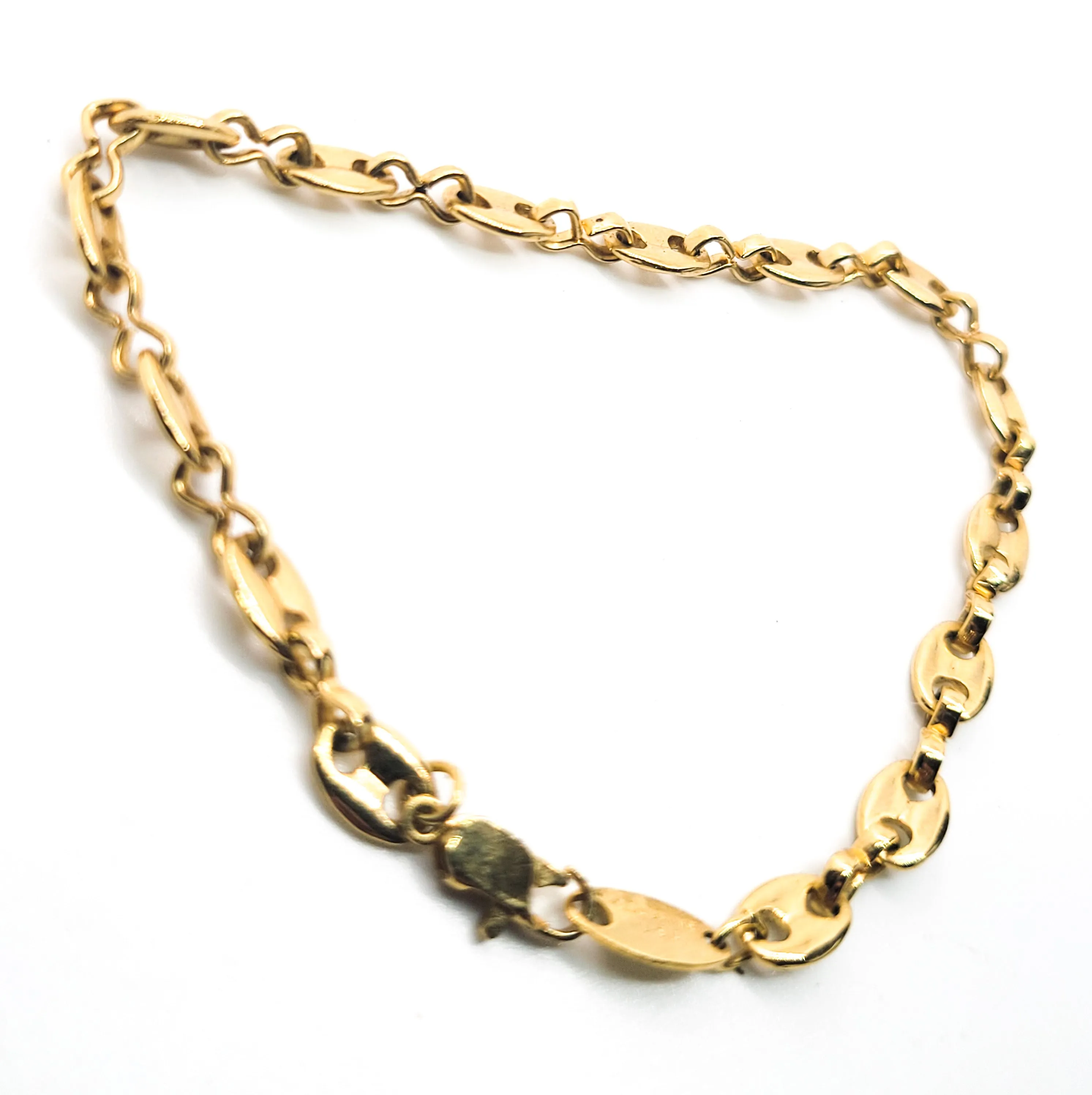 Goldmine USA signed Anchor Marine link vintage yellow gold toned bracelet
