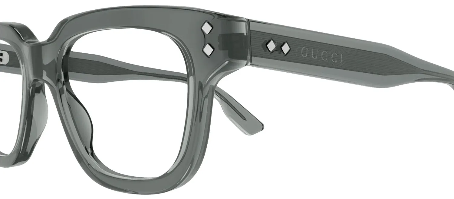 Gucci GUCCI LOGO GG 1219O 003 Square Plastic Grey Eyeglasses with Logo Stamped Demo Lenses