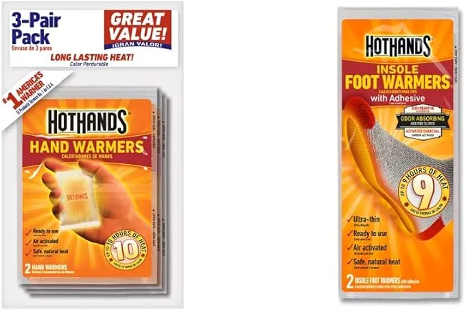 HotHands Hand Warmers - Long Lasting Safe Natural Odorless Air Activated Warmers - Up to 10 Hours of Heat - 3 Pair