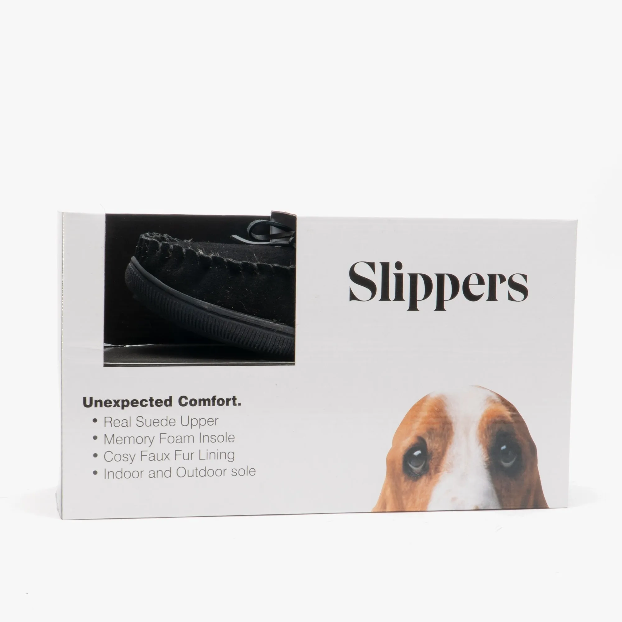 Hush Puppies ACE Mens Suede Moccasin Slippers Black