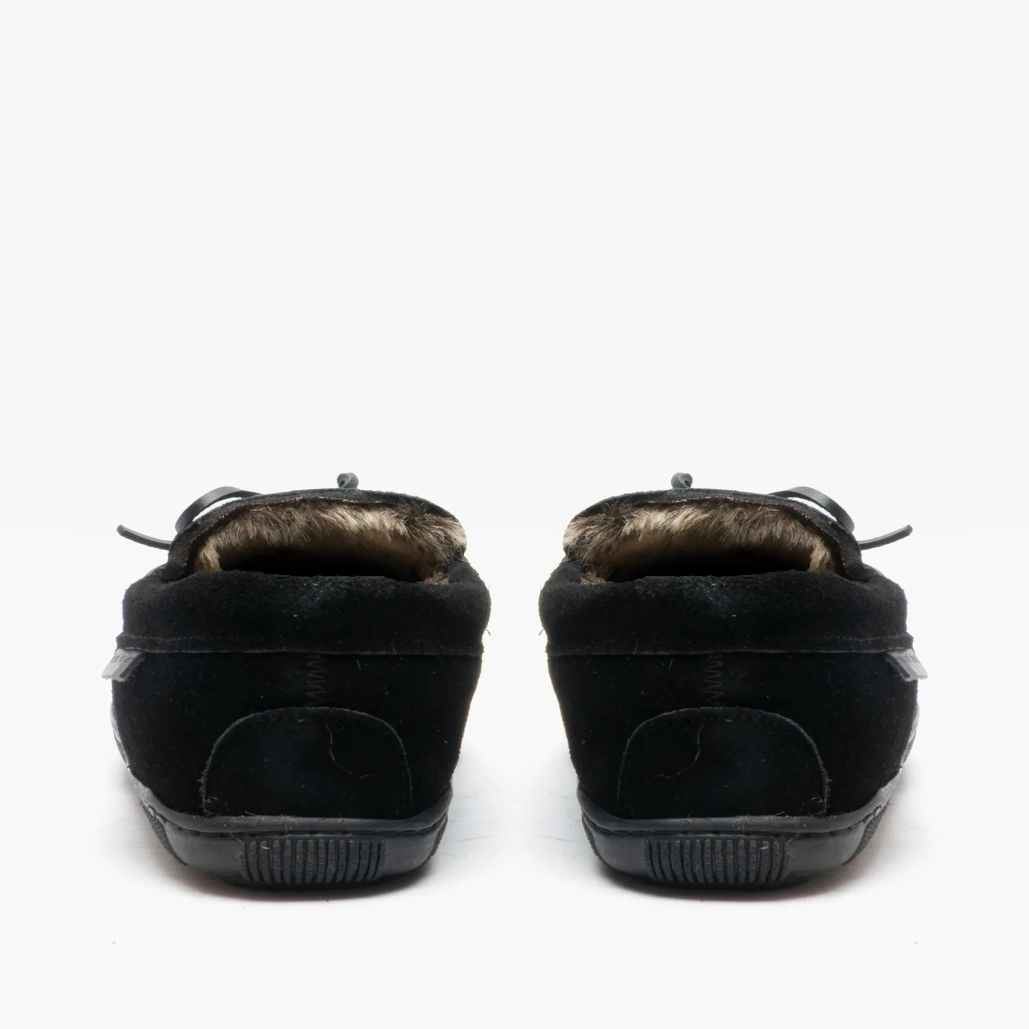 Hush Puppies ACE Mens Suede Moccasin Slippers Black