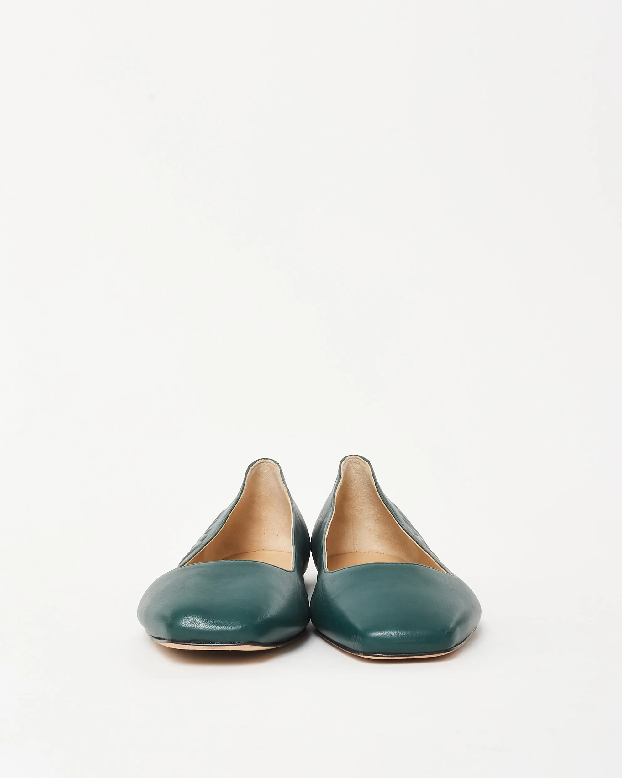 Jimmy Choo Green Leather Logo Flats - 37.5