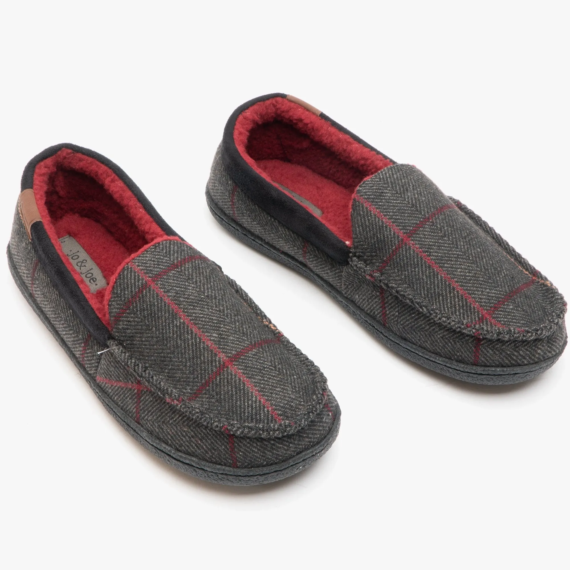 Jo & Joe GLENGARRY Mens Moccasin Slippers Grey