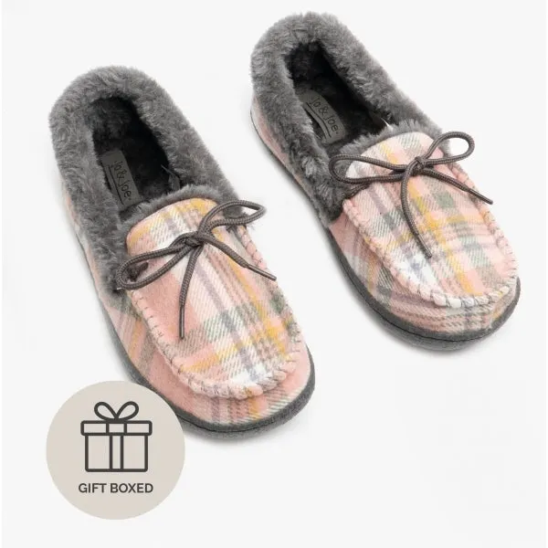 Jo & Joe PEMBROKE Womens Moccasin Slippers Pink