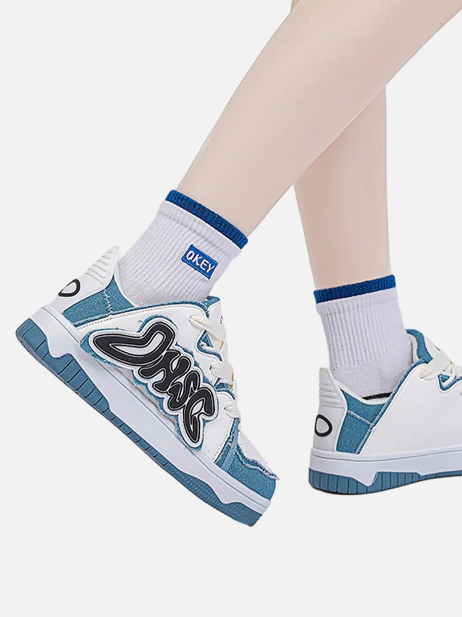 Kicksteria - Hip-hop Niche Color Block Letter Shoes
