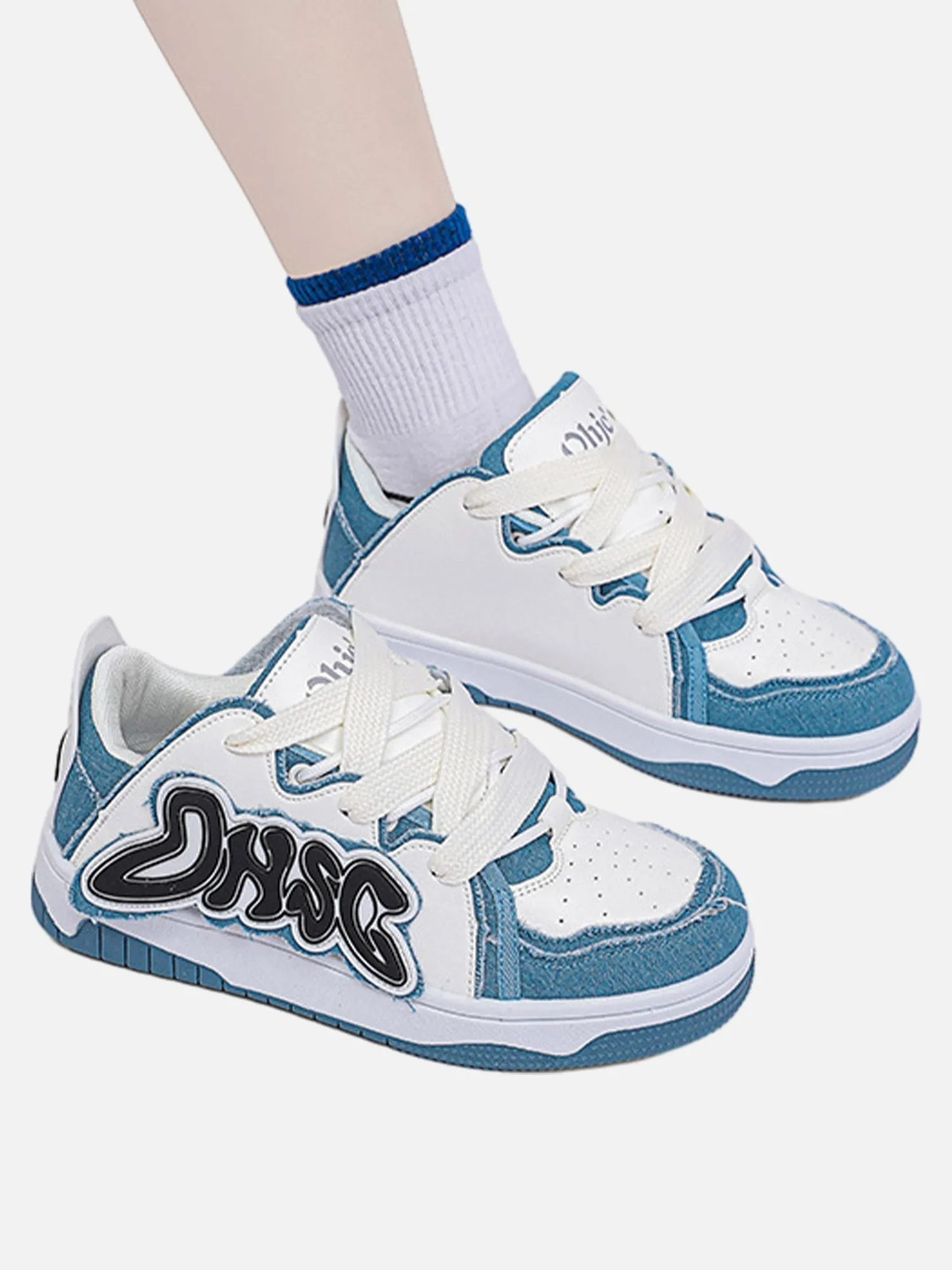 Kicksteria - Hip-hop Niche Color Block Letter Shoes