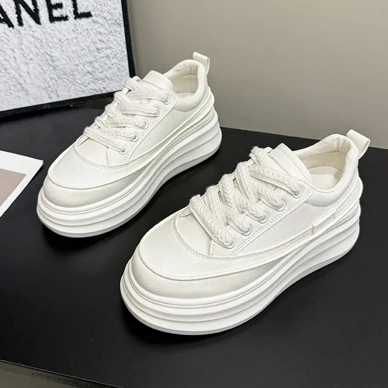 Lace-Up Contrast Platform Sneakers